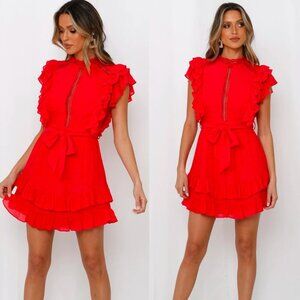 🦋 HELLO MOLLY Carry Me on Dress Red Medium Mini Size 6
